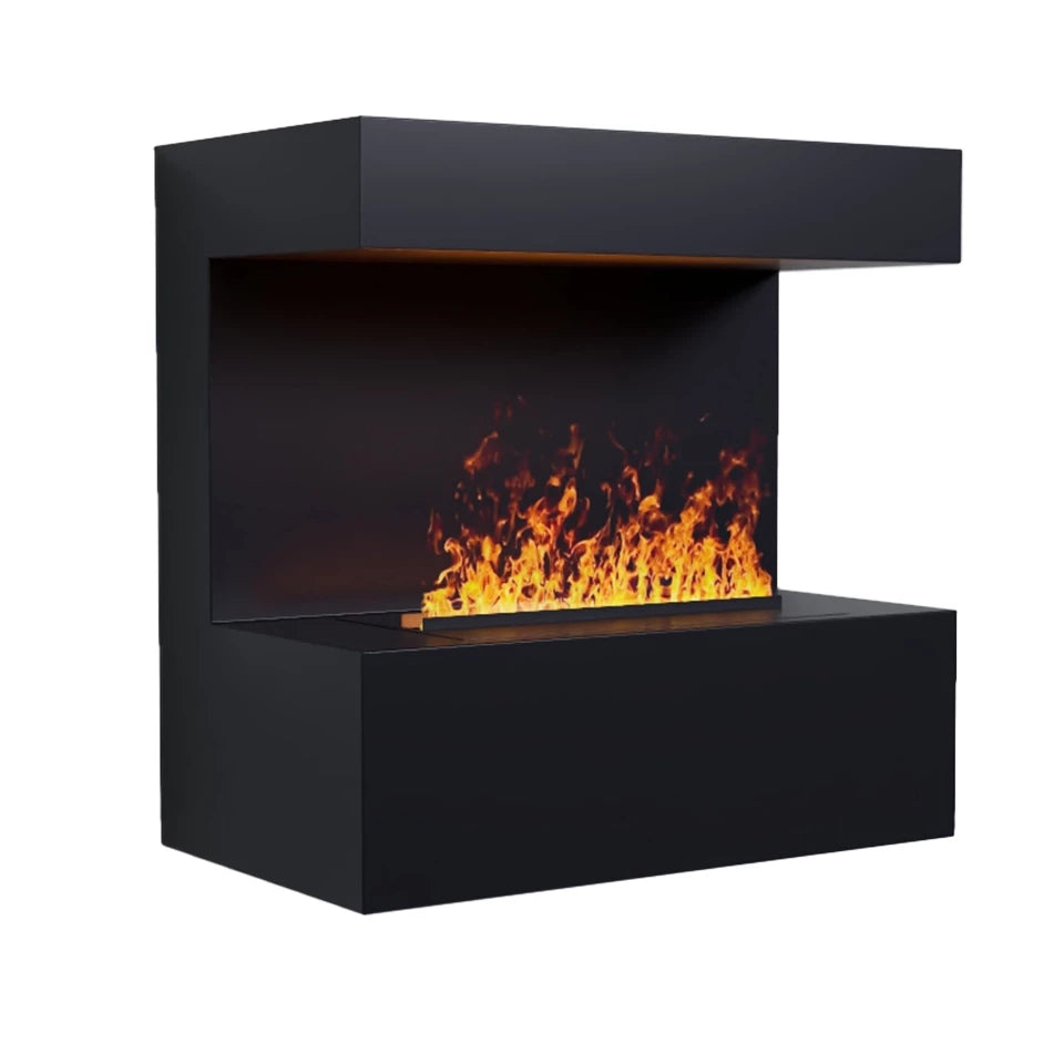 Late - Wall-mounted Water Vapour Fireplace in Black