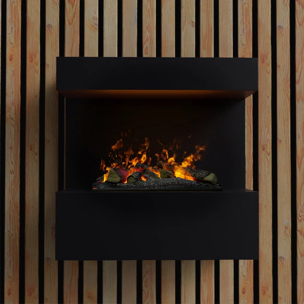Late - Wall-mounted Water Vapour Fireplace in Black