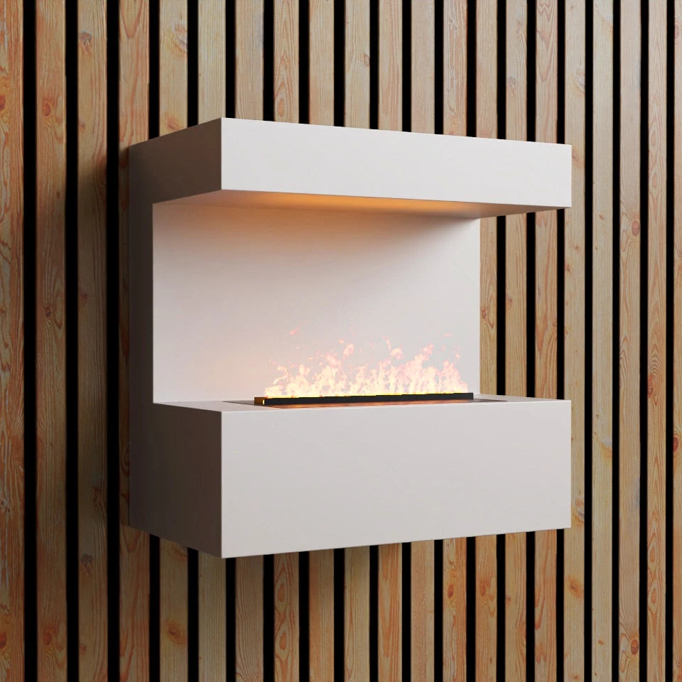 Late - Wall-mounted Water Vapour Fireplace in White