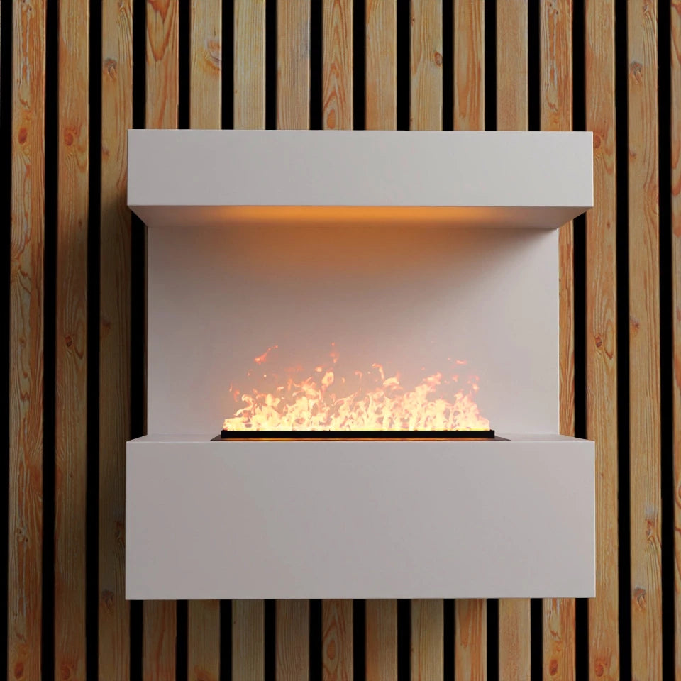 Late - Wall-mounted Water Vapour Fireplace in White