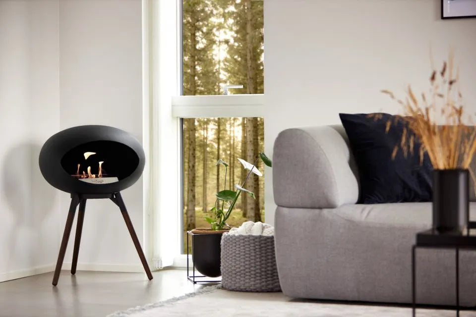 Freestanding Bioethanol Fireplace Le Feu Dome Ground Low - Black