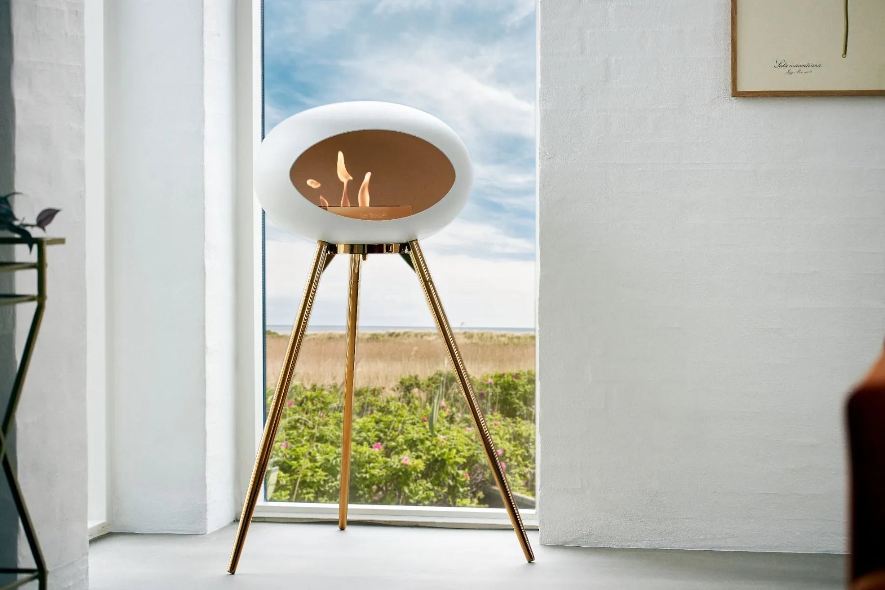 Freestanding Bioethanol Fireplace Le Feu Dome Ground High - White