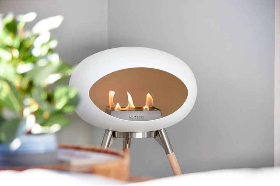 Freestanding Bioethanol Fireplace Le Feu Dome Ground Low - White