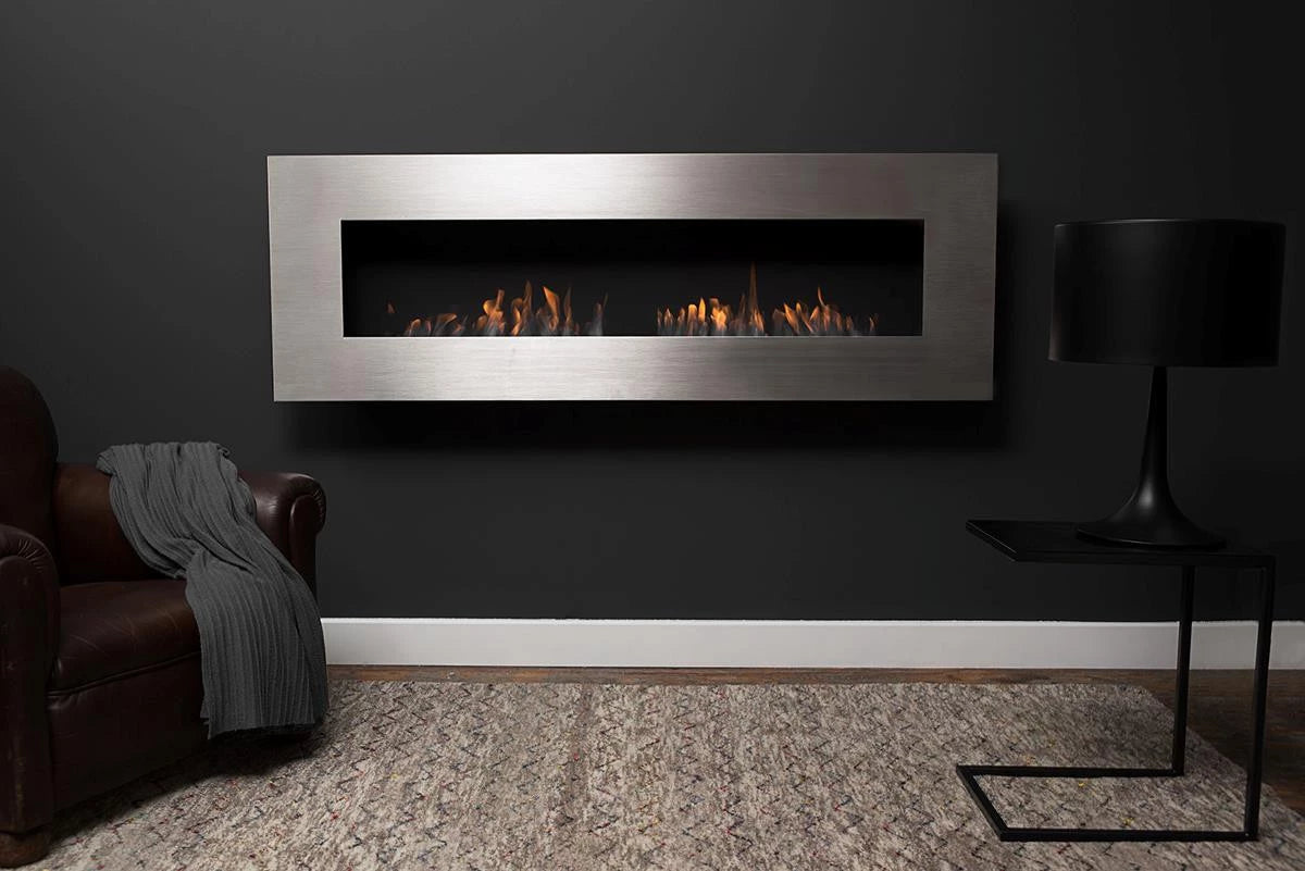 Icon Fires Nero 1750 Wall Fire - Brushed Steel