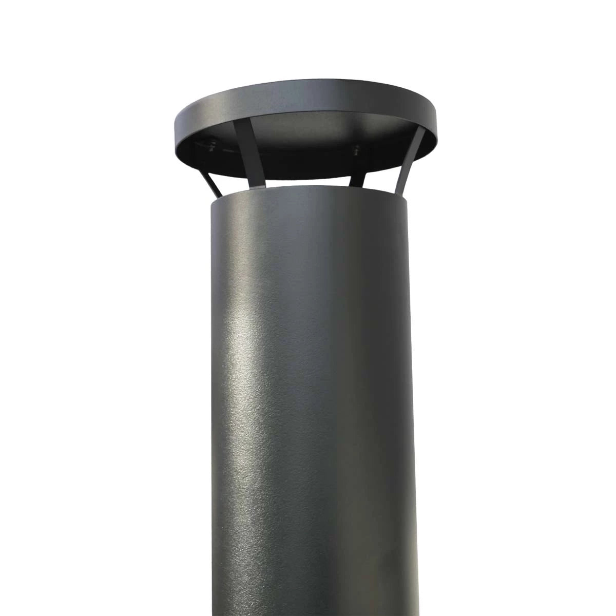 Natura Garden Fireplace chimney top in black powder-coated stainless steel for stylish outdoor heating.