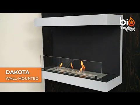 Dakota 80 cm 3-sided wall-mounted bioethanol fireplace with flame view and glass panel, easy to install.