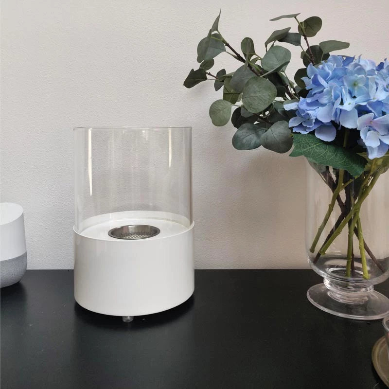 Kennington Round Tabletop Bioethanol Fireplace - White