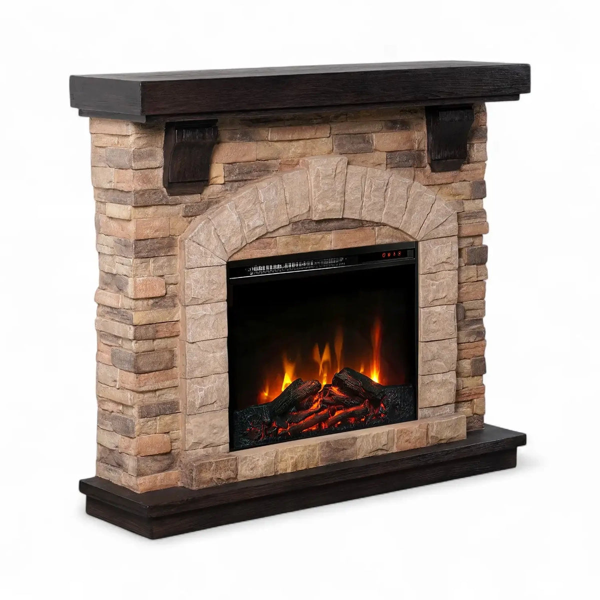 Eira Electric Fireplace – Freestanding Mantel in Classic Stone Design