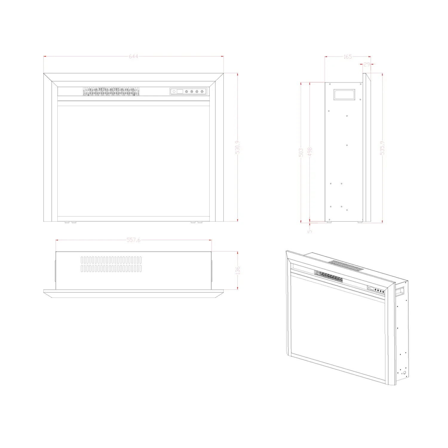 ScandiFlames Pyrope 65 cm - Fireplace Insert