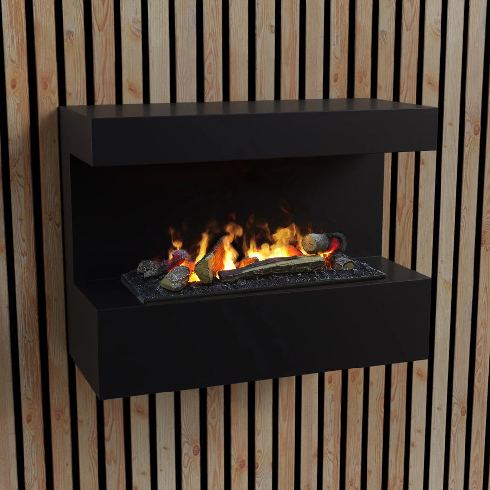 Steinsdal - Wall-mounted Water Vapour Fireplace in Black