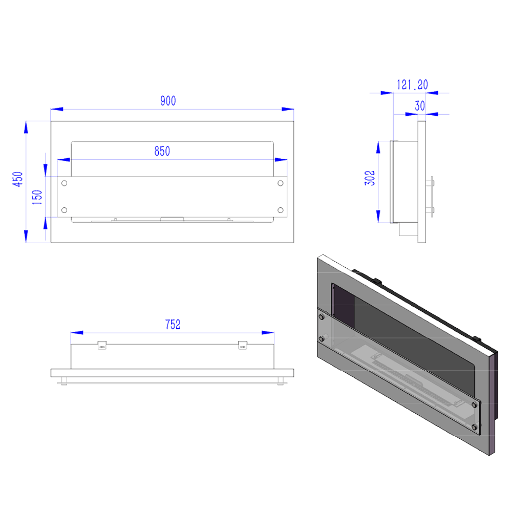Texas Steel - Wall Mounted Bioethanol Fireplace