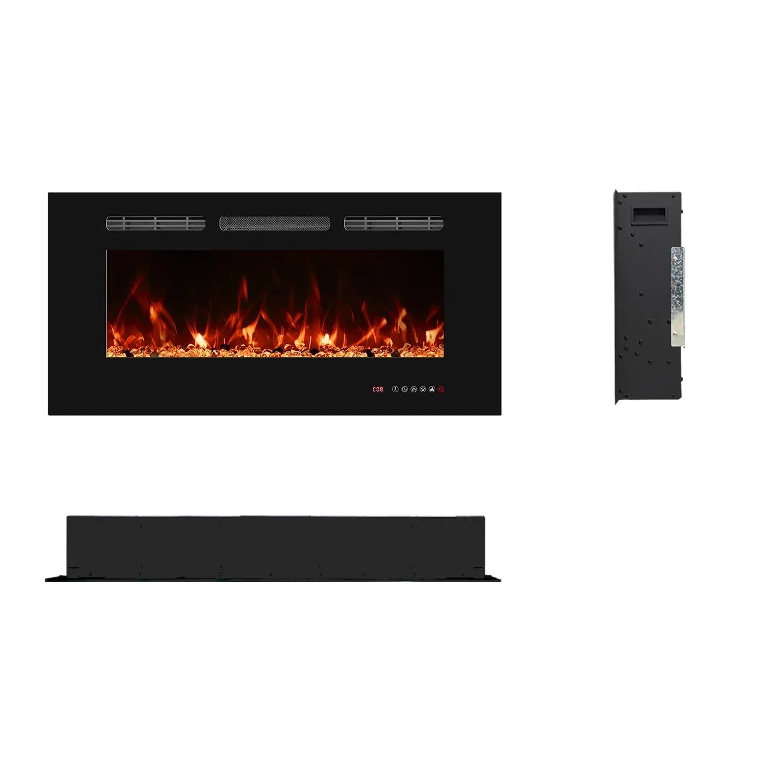 ScandiFlames Titanite 91 cm built-in electric fireplace with a stunning flame display and sleek design.