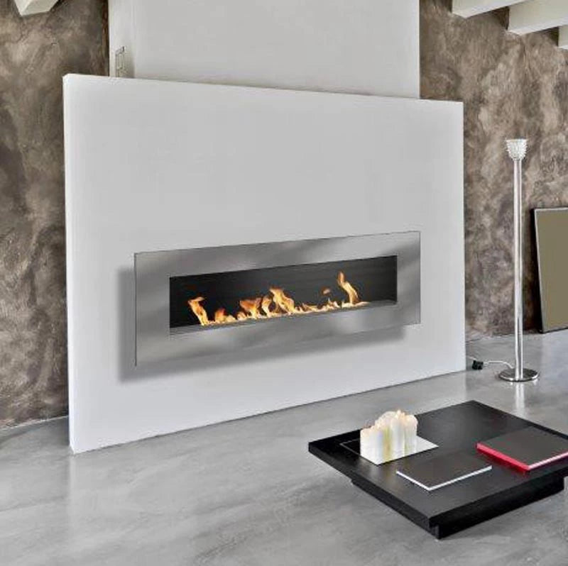 Icon Fires Nero 1450 Wall Fire - Brushed Steel