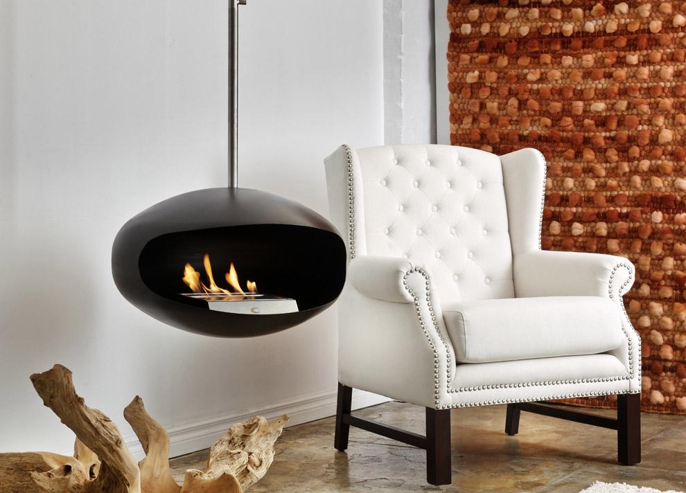 Suspended bioethanol fireplaces