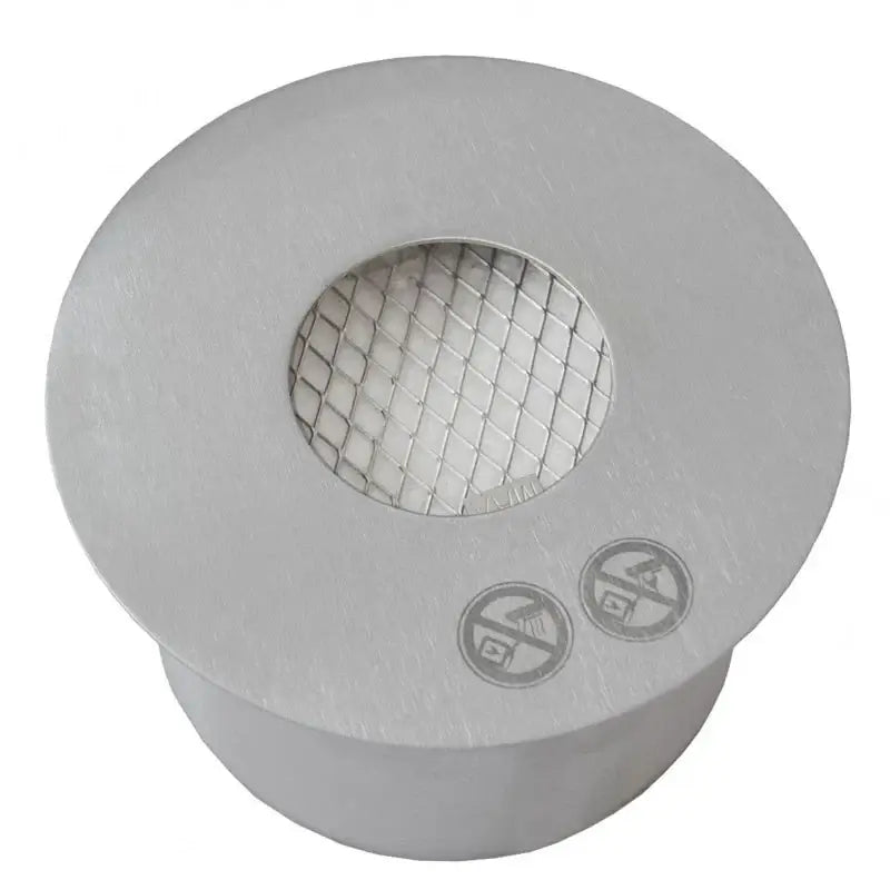 Round stainless steel bioethanol burner top with mesh, ideal for DIY indoor fire installations.