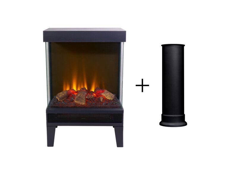 Sureflame ES-9328 Electric Stove in Black with Straight Stove Pipe