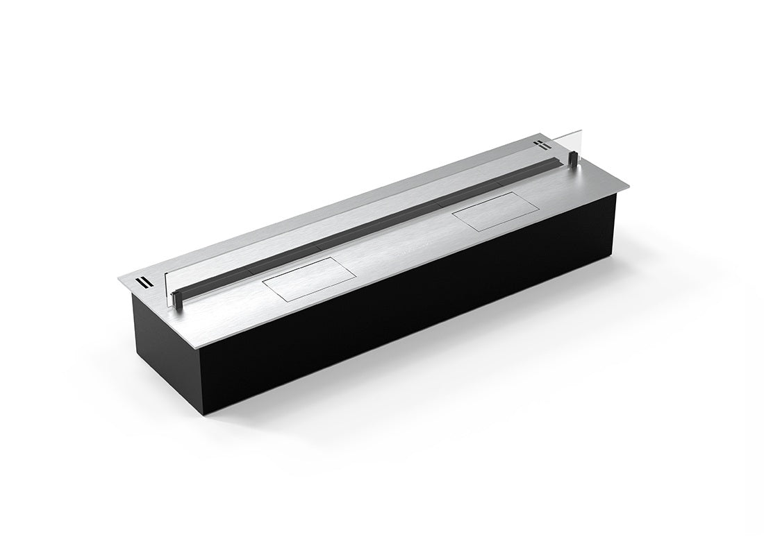 Automatic bioethanol fireplace DALEX 700 steel with sleek design and electronic control for modern interiors.