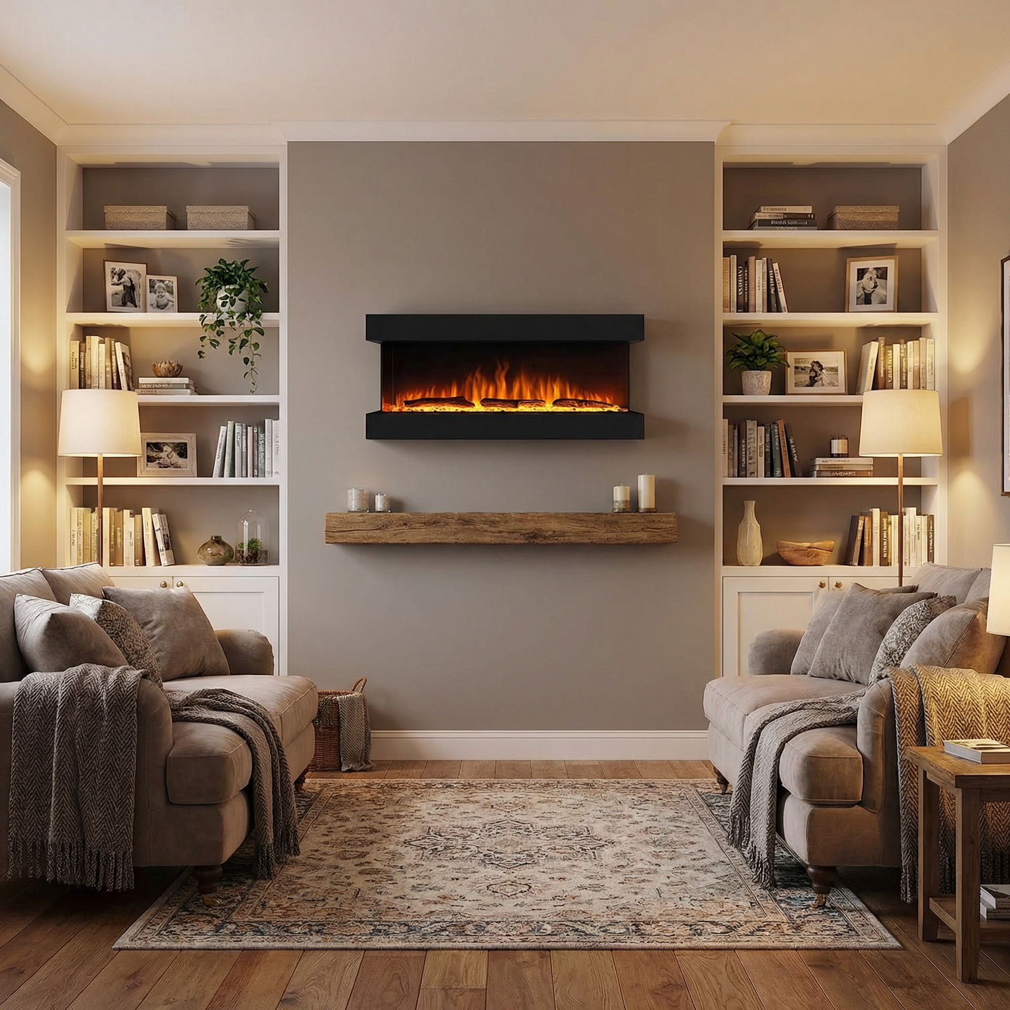 Feroza 137 cm - Wall-Mounted Electric Fireplace