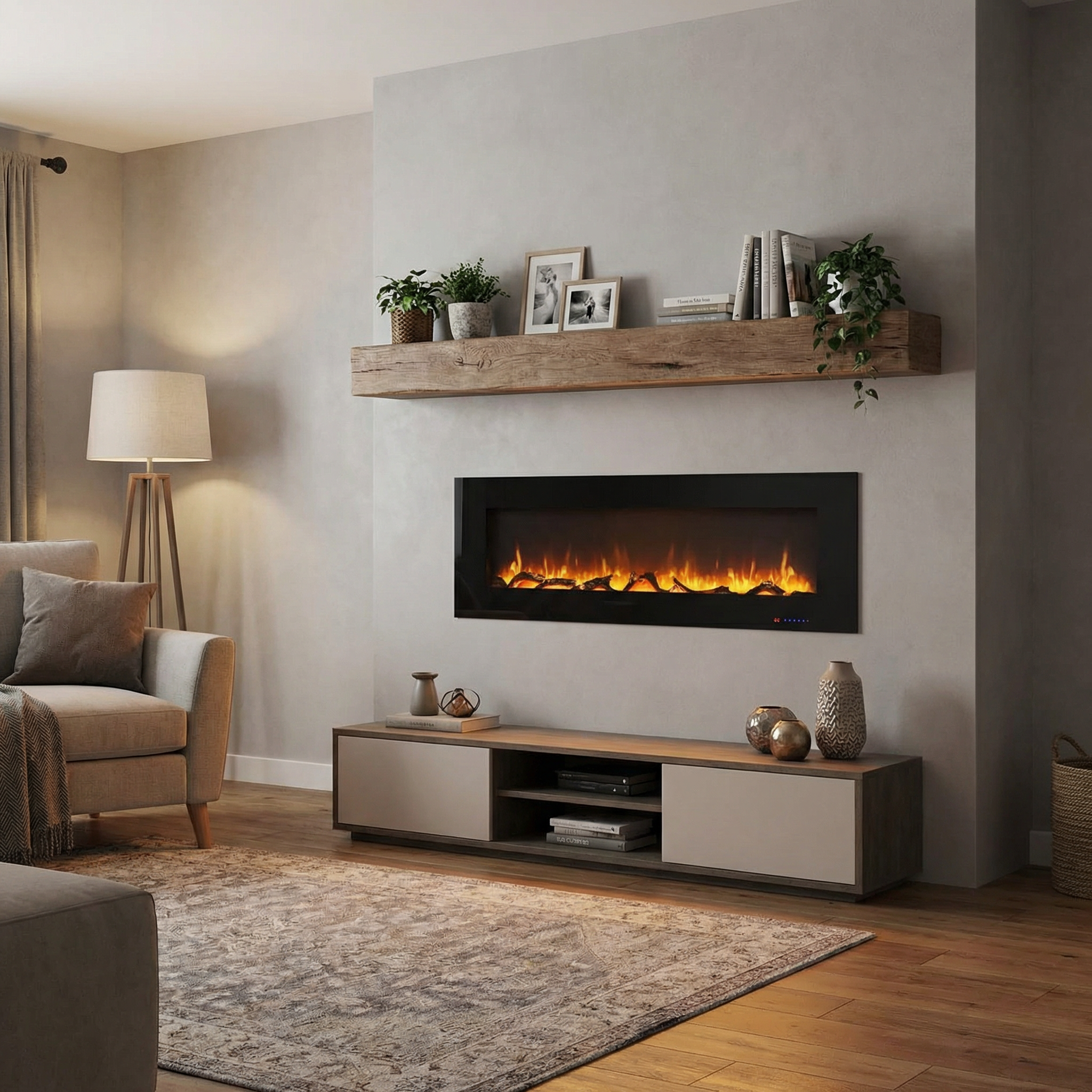 Azurite 182 cm - Wall-mounted Electric Fireplace
