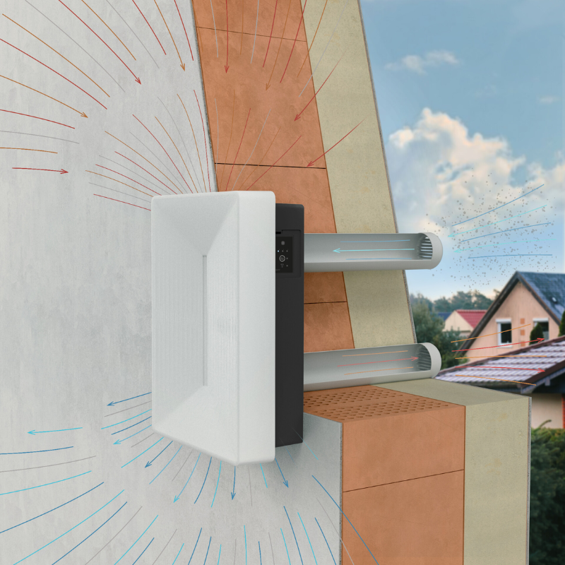 Helty FlowEASY (Version Sensible) Decentralised Heat Recovery Unit | Compact wall ventilation System