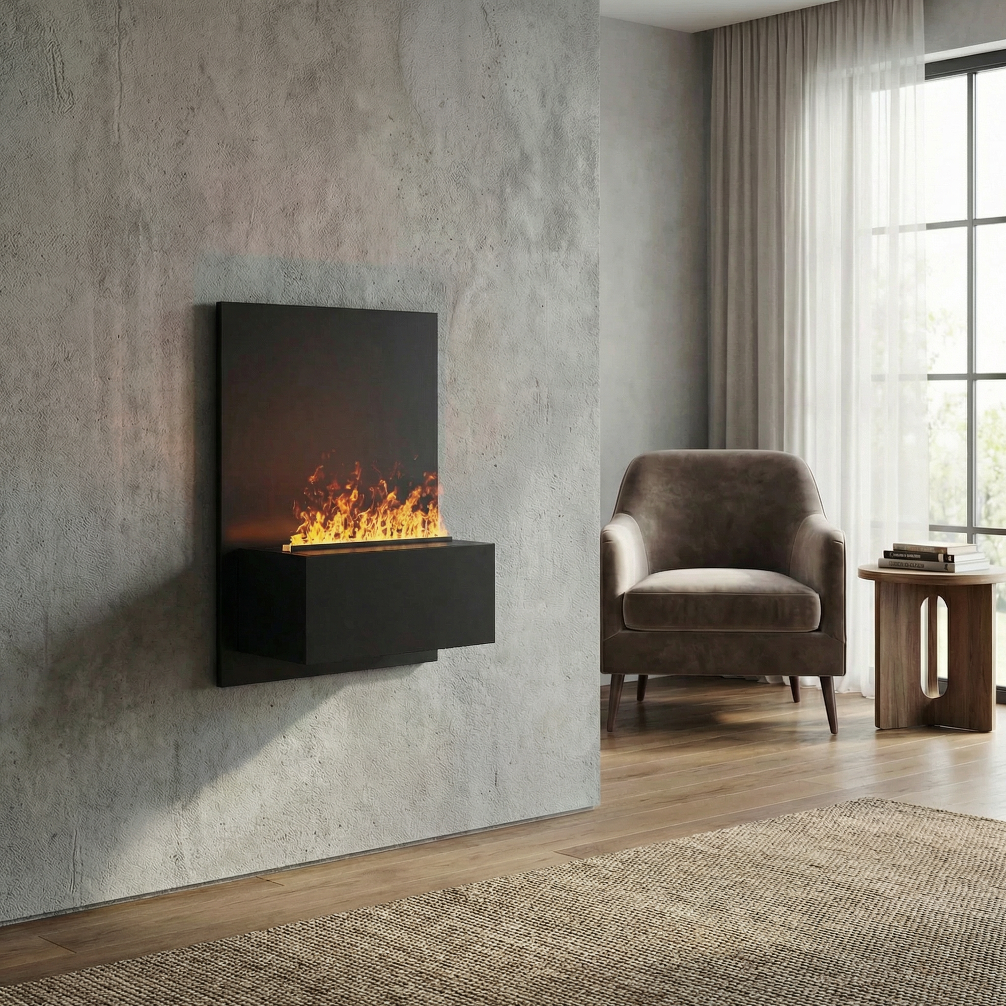 Brekke - Wall-mounted Water Vapour Fire in Black