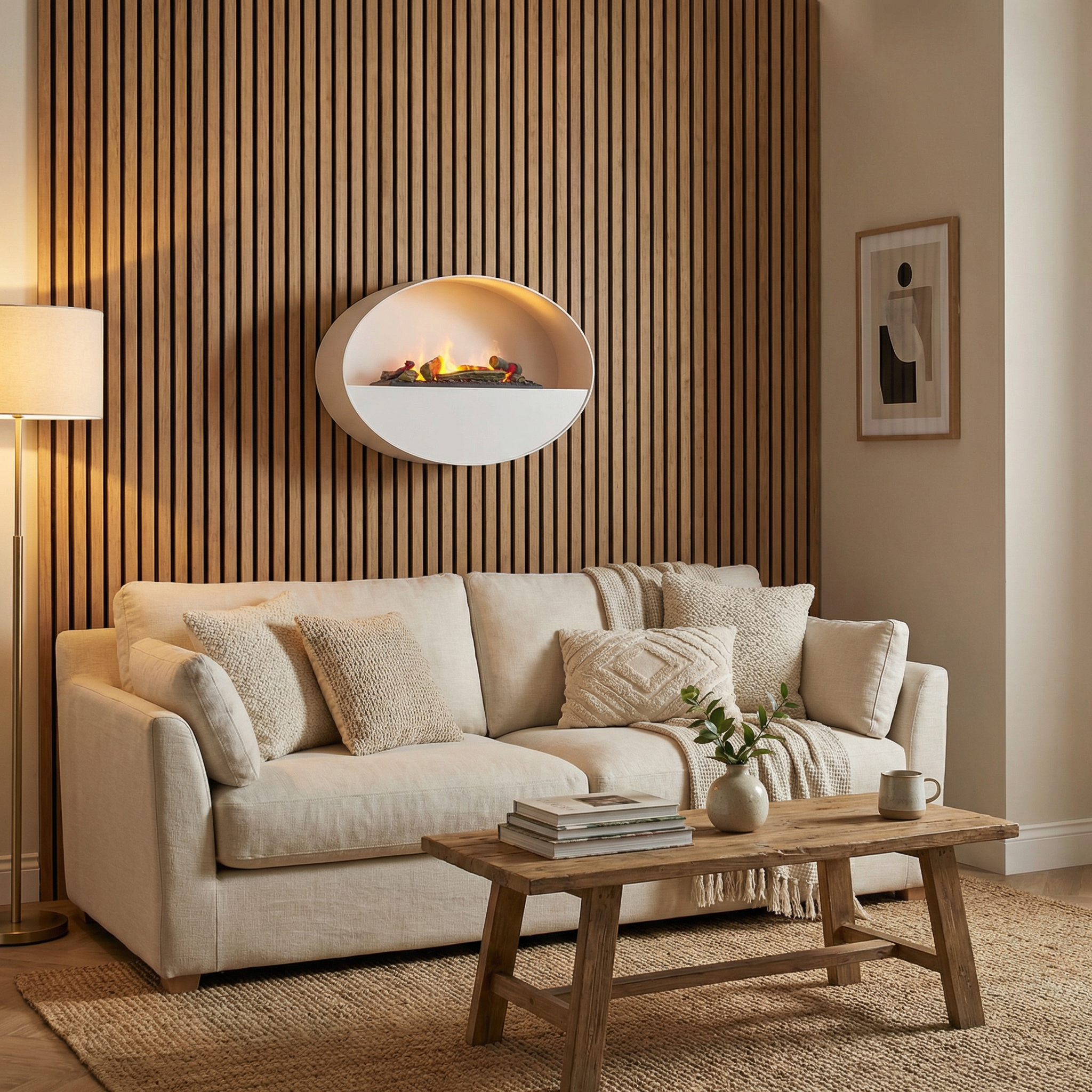 Kjos - Wall-mounted Water Vapour Fireplace in White