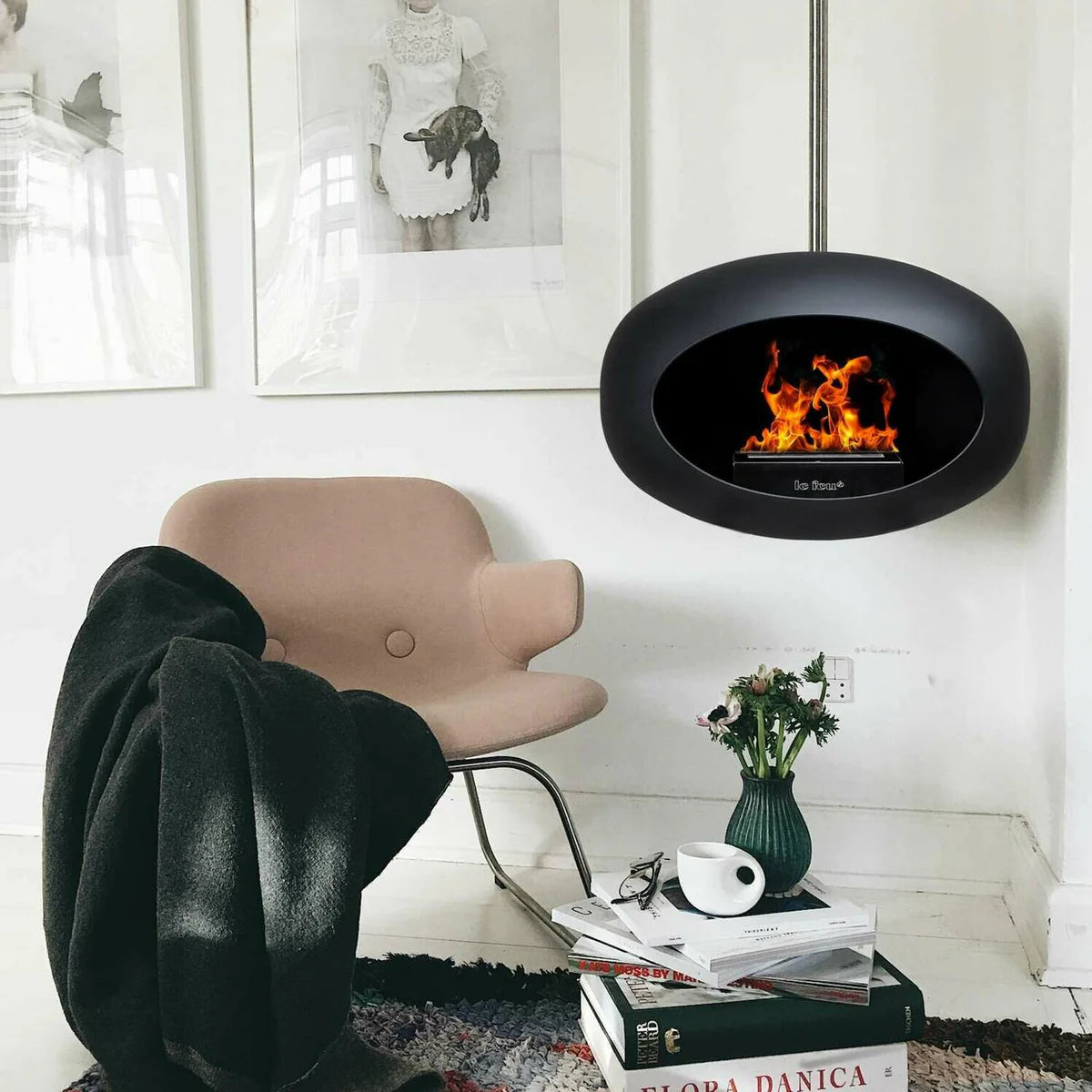 Hanging Bioethanol Fireplace Le Feu Dome Sky - Black