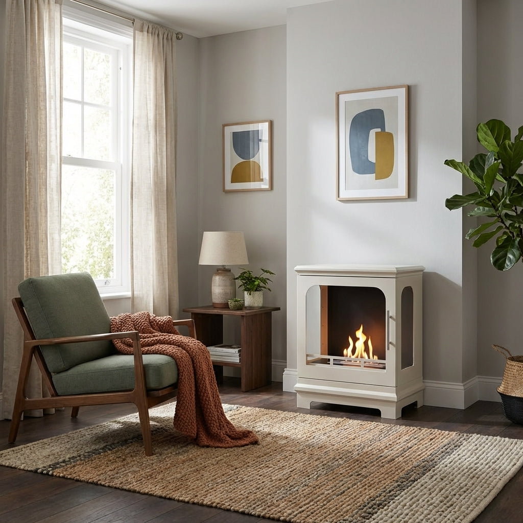 Honolulu – Oyster White Freestanding Bioethanol Stove