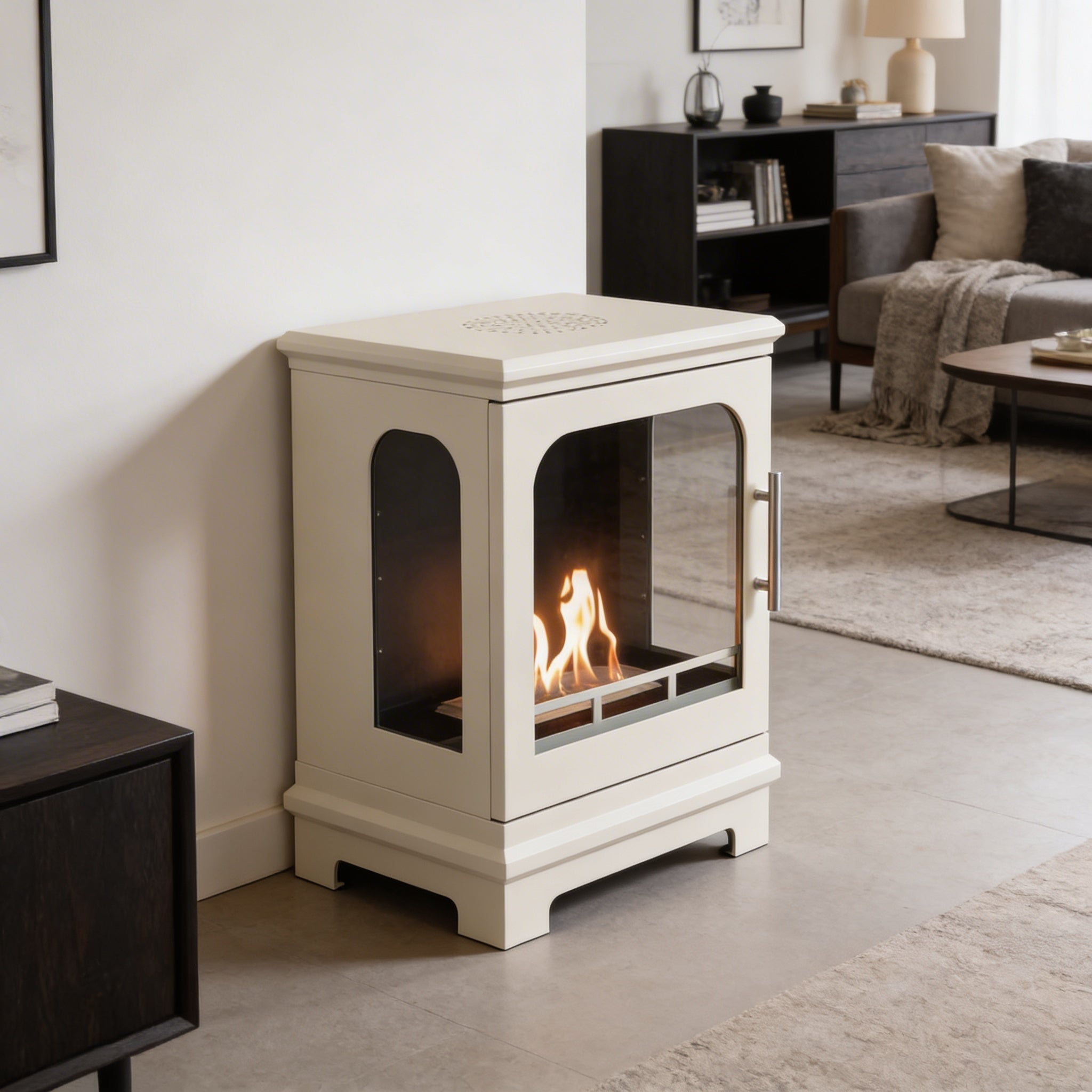 Honolulu – Oyster White Freestanding Bioethanol Stove