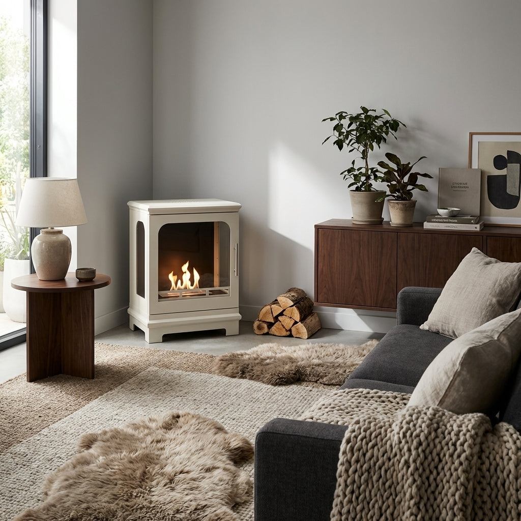 Honolulu – Oyster White Freestanding Bioethanol Stove