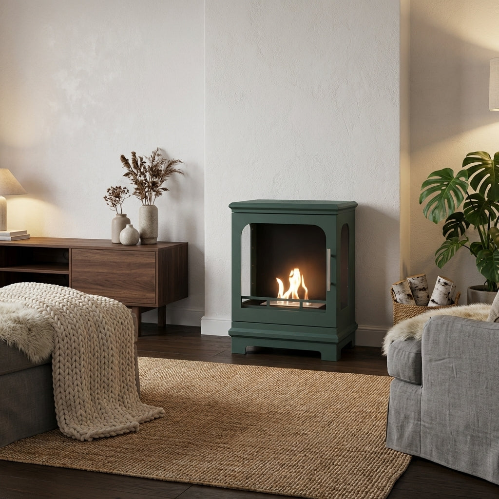 Honolulu – Black Green Freestanding Bioethanol Stove