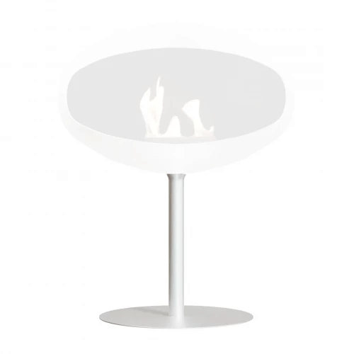 White Cocoon Pedestal Base for bioethanol fireplace, transforming ceiling models to a stylish free-standing option.