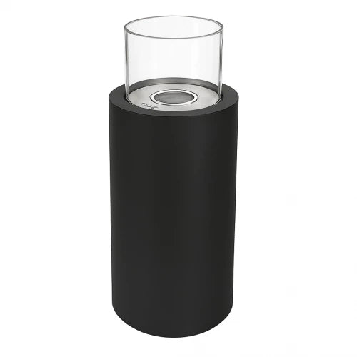 ScandiFlames Dualis Black bioethanol fireplace, versatile design for indoor and outdoor use.