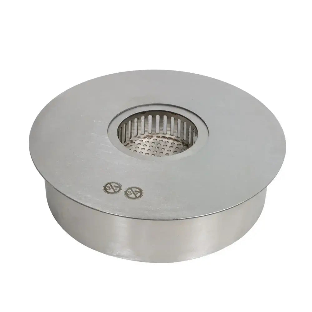 Large round outdoor bioethanol burner, stainless steel, 9L capacity, 10-hour burn time, ideal for patios and outdoor living.