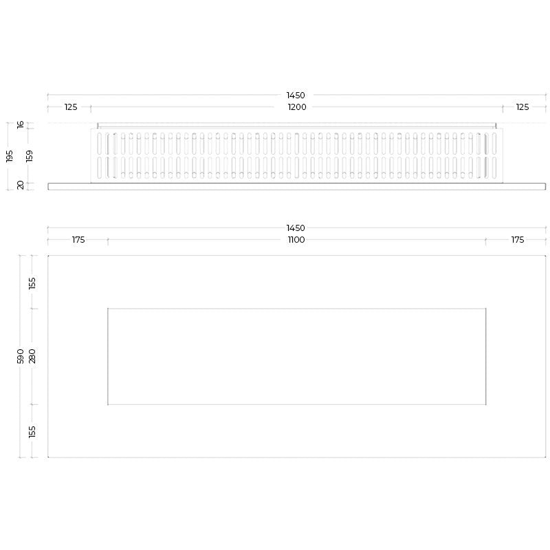 Icon Fires Nero 1450 Wall Fire - Black Bioethanol fireplaces