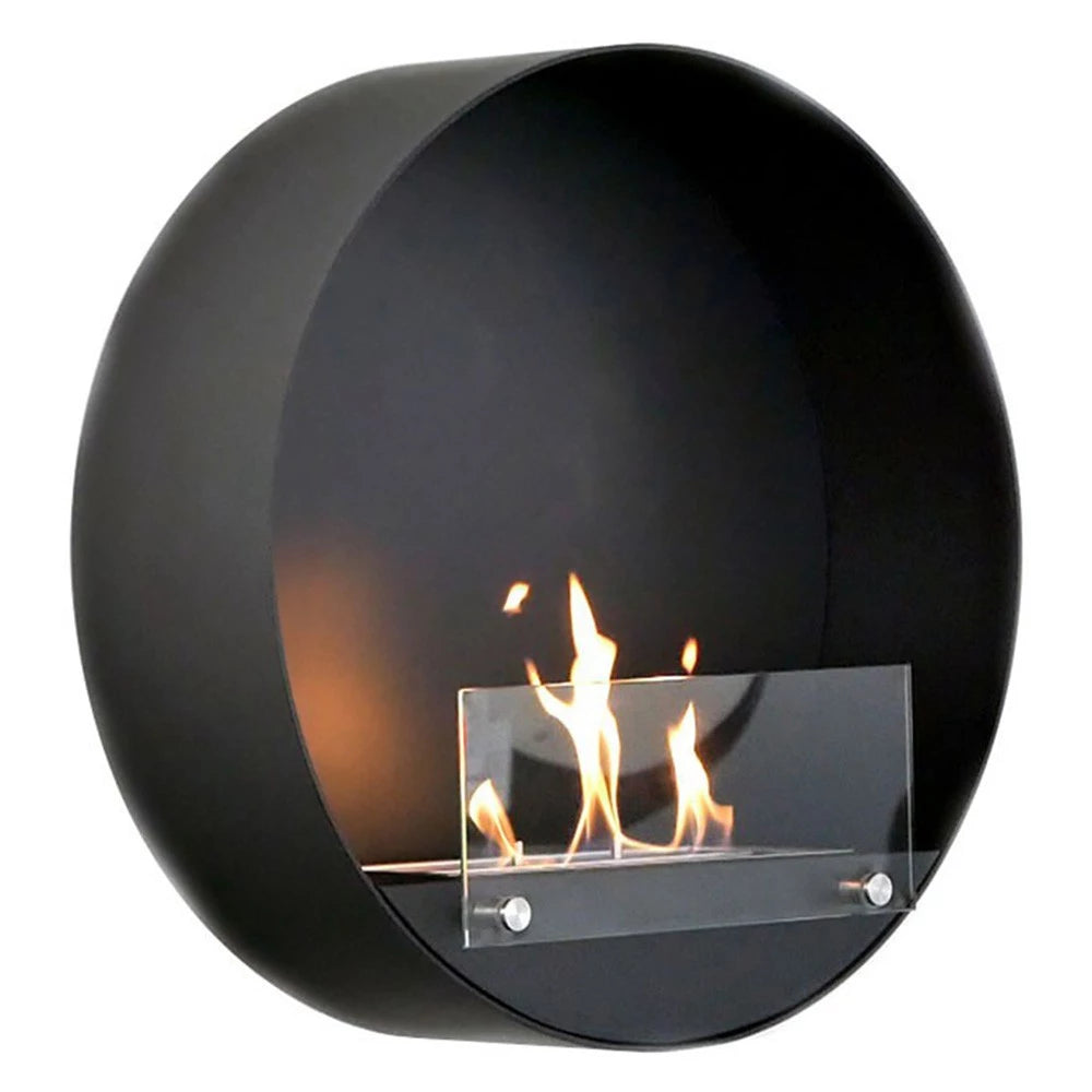 Delaware Black - Round Wall Mounted Biofireplace