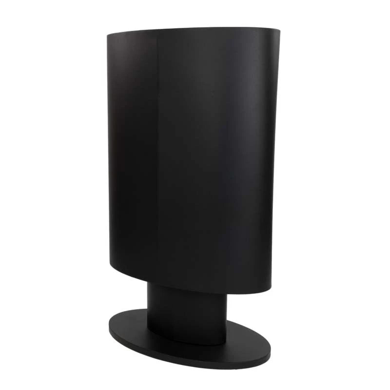 Trenton freestanding bioethanol stove in black powder-coated steel, featuring a modern and stylish design.