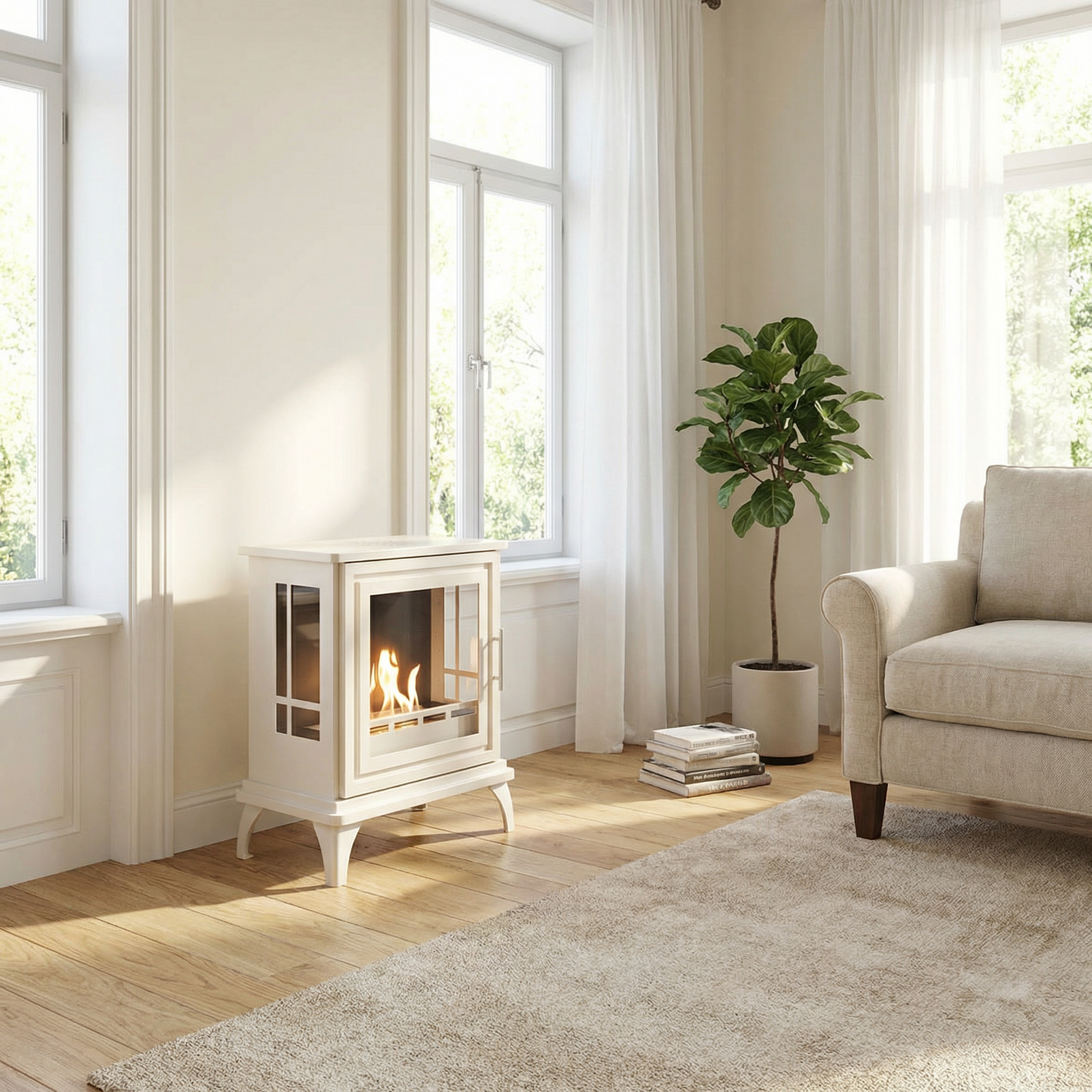 Nashville - White Freestanding Bioethanol Stove