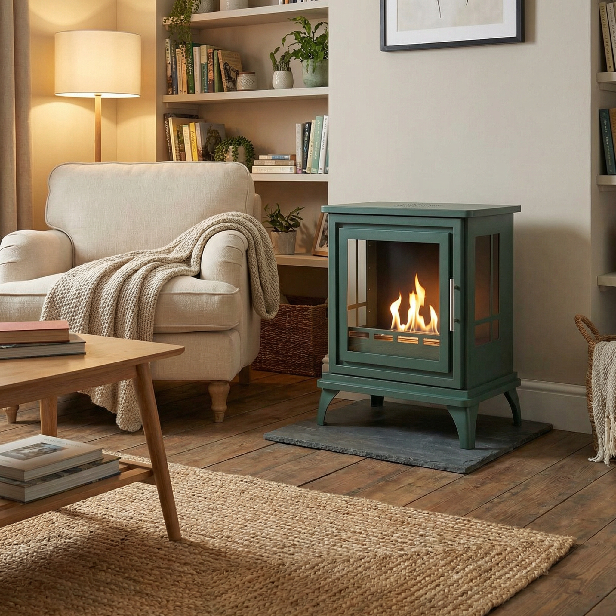Nashville – Black Green Freestanding Bioethanol Stove
