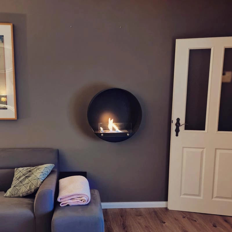 Delaware Black - Round Wall Mounted Biofireplace