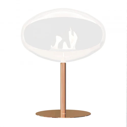 Polished Copper Cocoon Pedestal Base with bioethanol fireplace for stylish free-standing design.