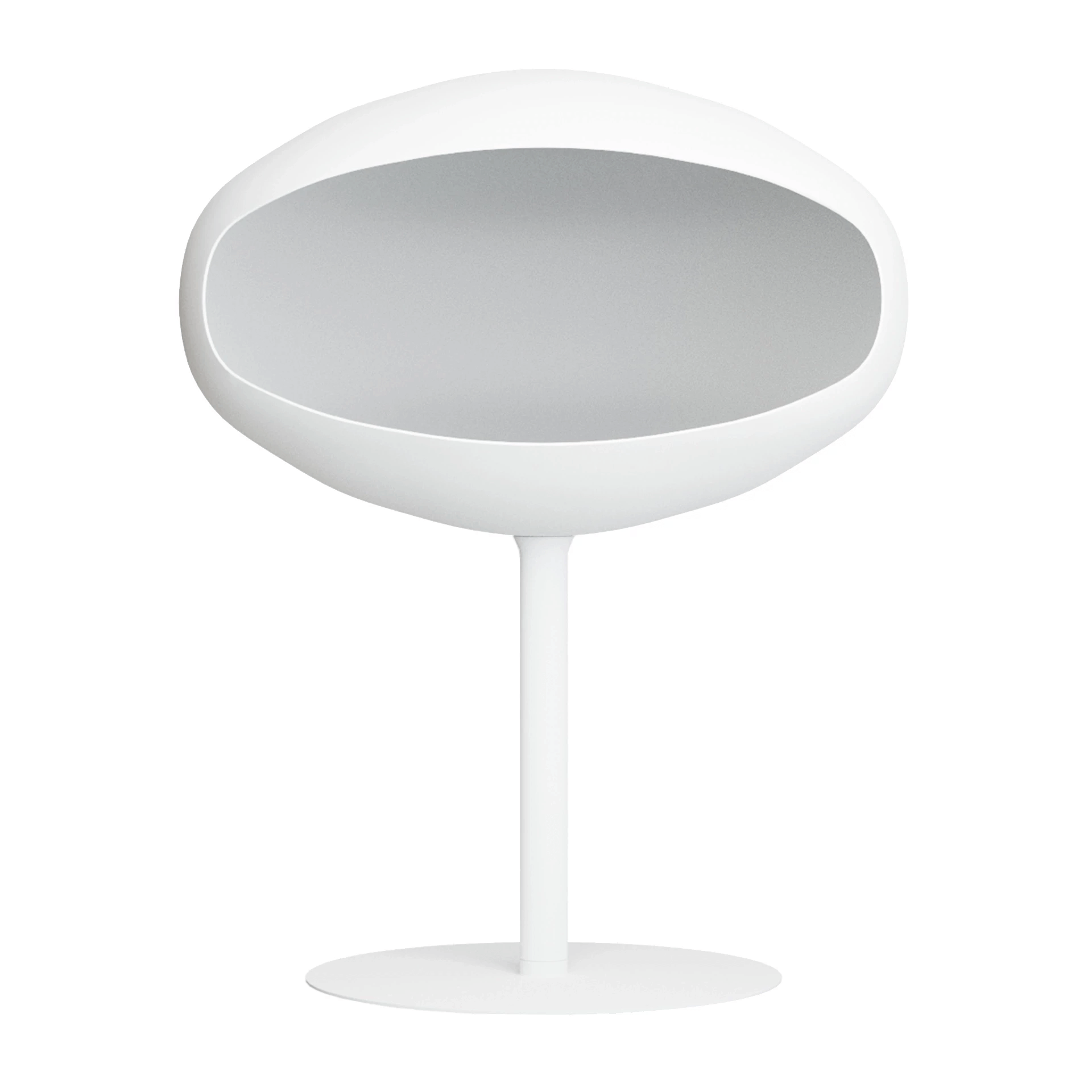 Cocoon Aeris Pedestal in matte white, a stylish free-standing bioethanol fireplace from Cocoon Fires.