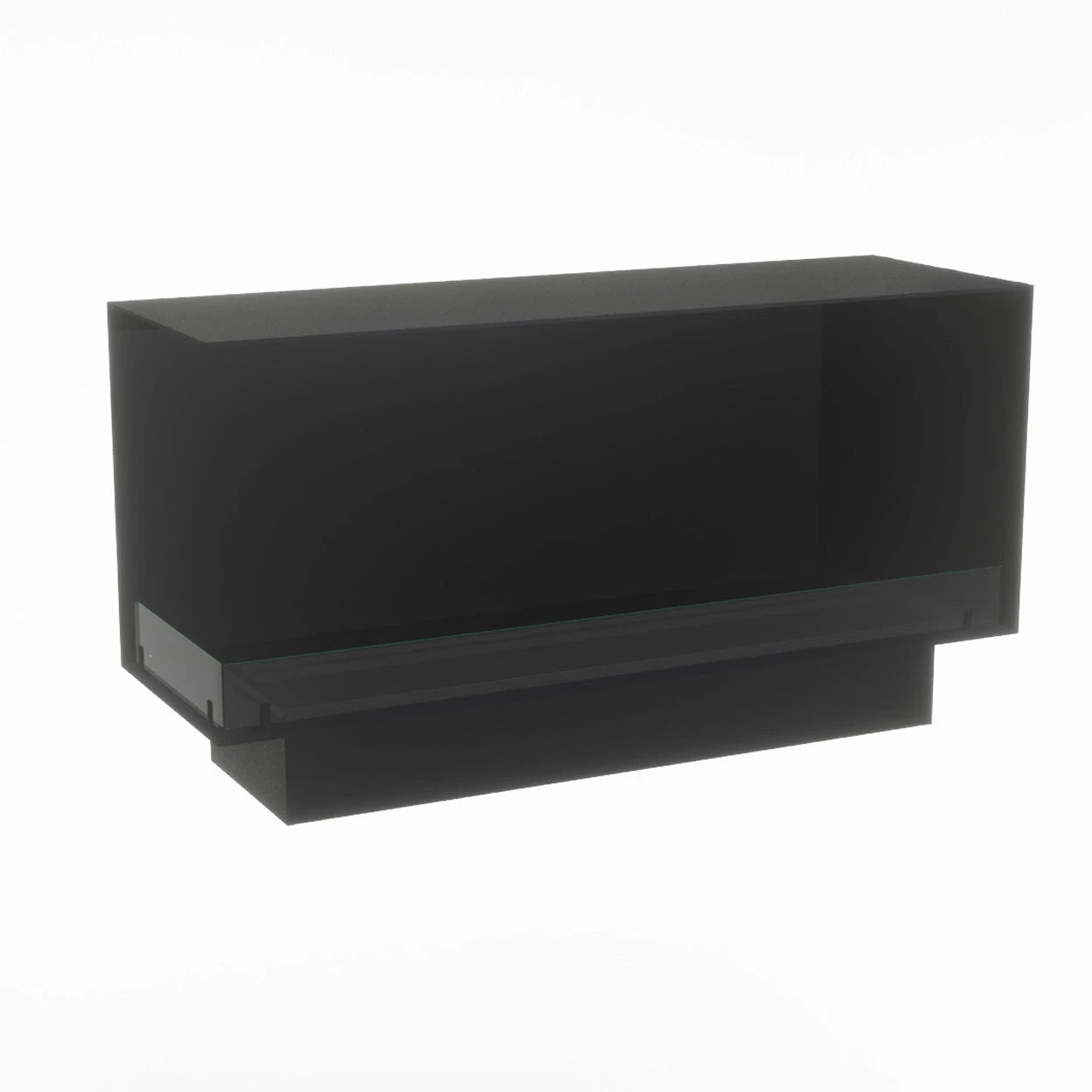 Foco Myst Corner Left 1200: modern water vapour fireplace with a sleek black design.