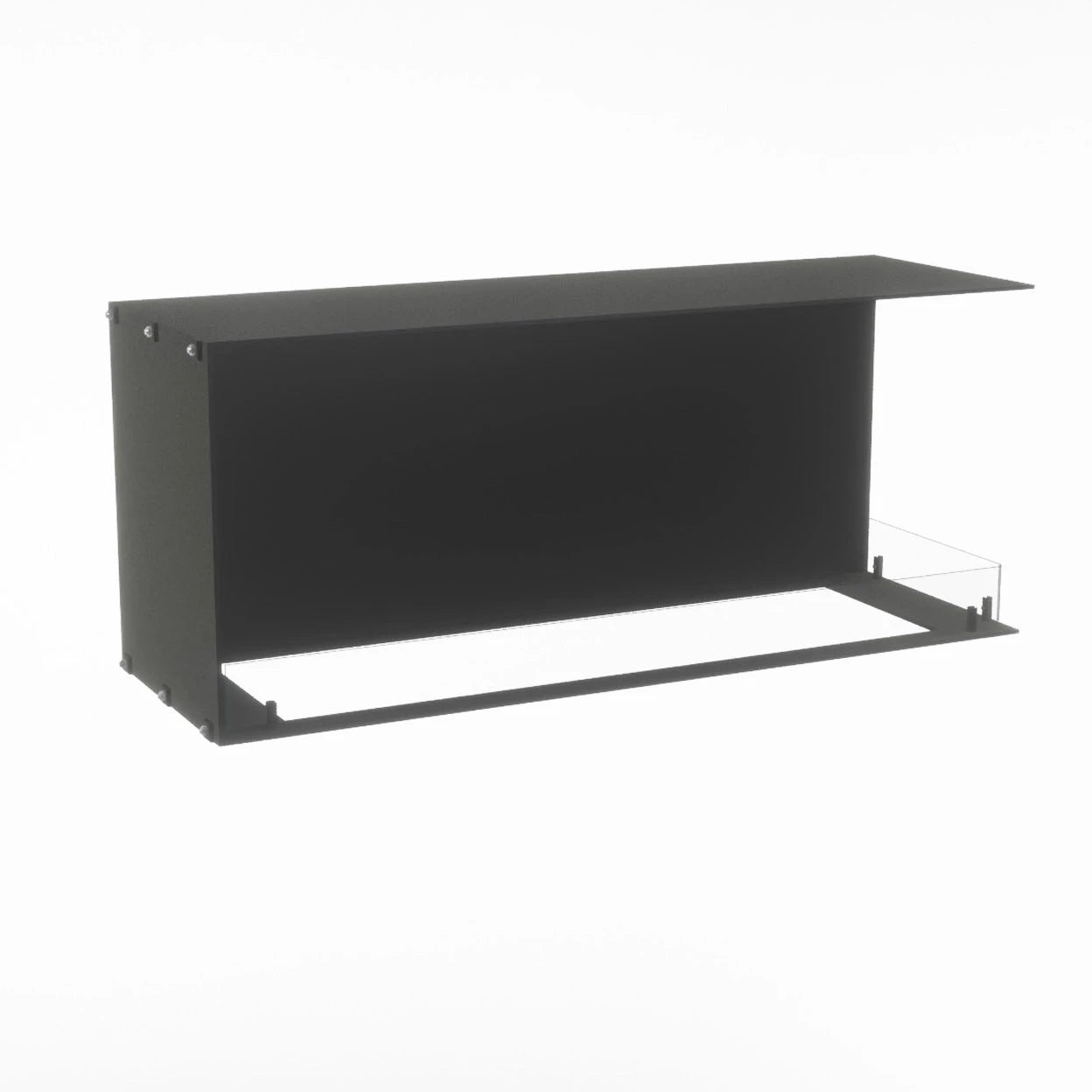 Foco Myst Corner Right 1200 modern water vapour fireplace design showcasing sleek black exterior.