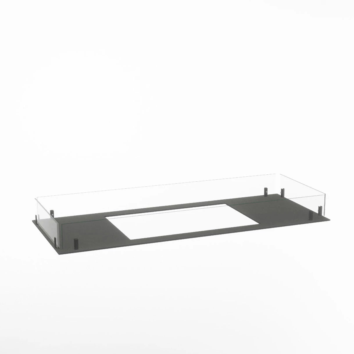 Foco Myst Free 1000 water vapour fireplace base, sleek design with glass protection for modern interiors.