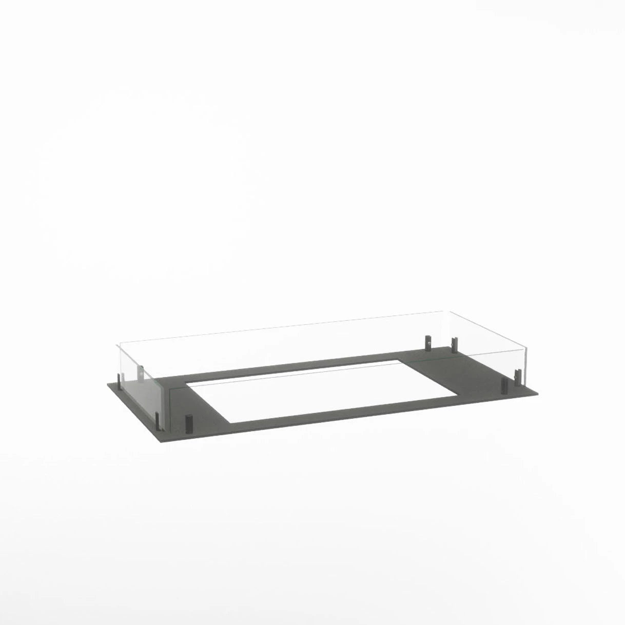 Foco Myst Free 800 fireplace design with glass top and modern base for stylish indoor ambiance.