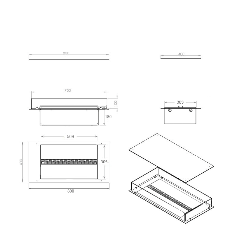 Foco Myst Four 800 Fireplace Insert with Dimplex Cassette