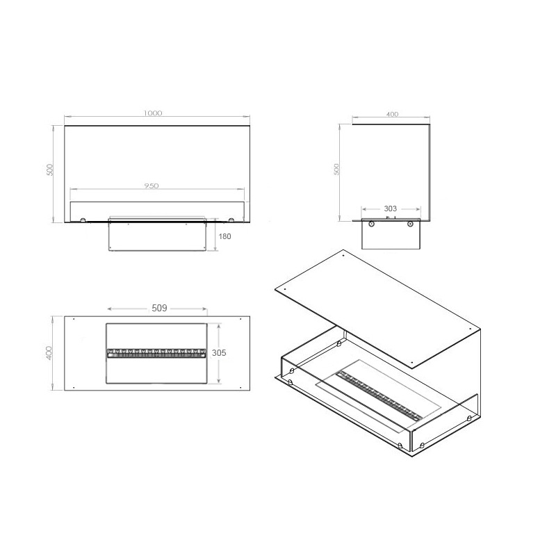 Foco Myst Three 1000 Fireplace Insert with Dimplex Cassette