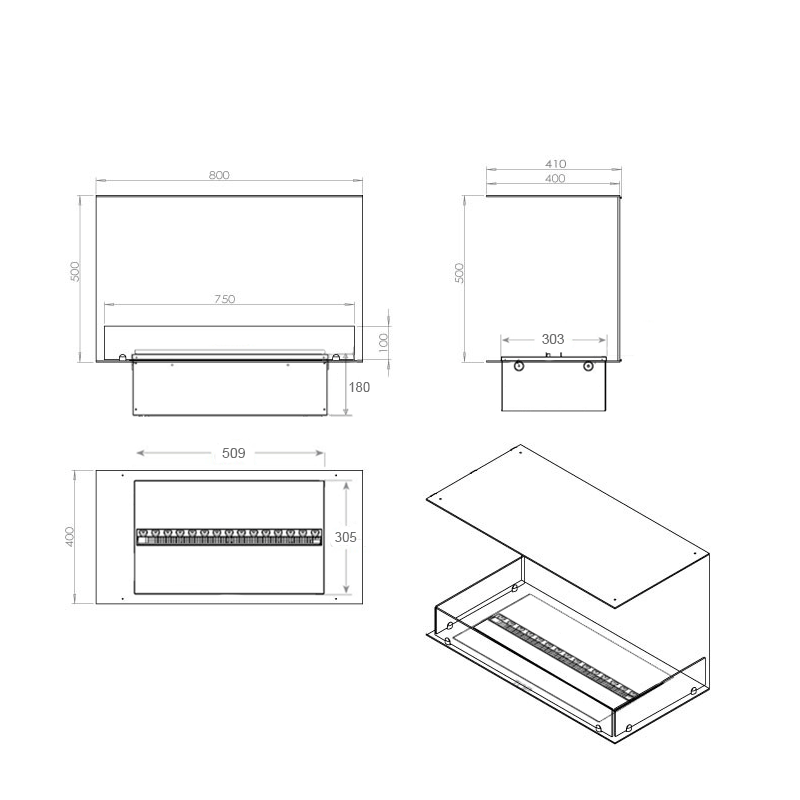 Foco Myst Three 800 Fireplace Insert with Dimplex Cassette
