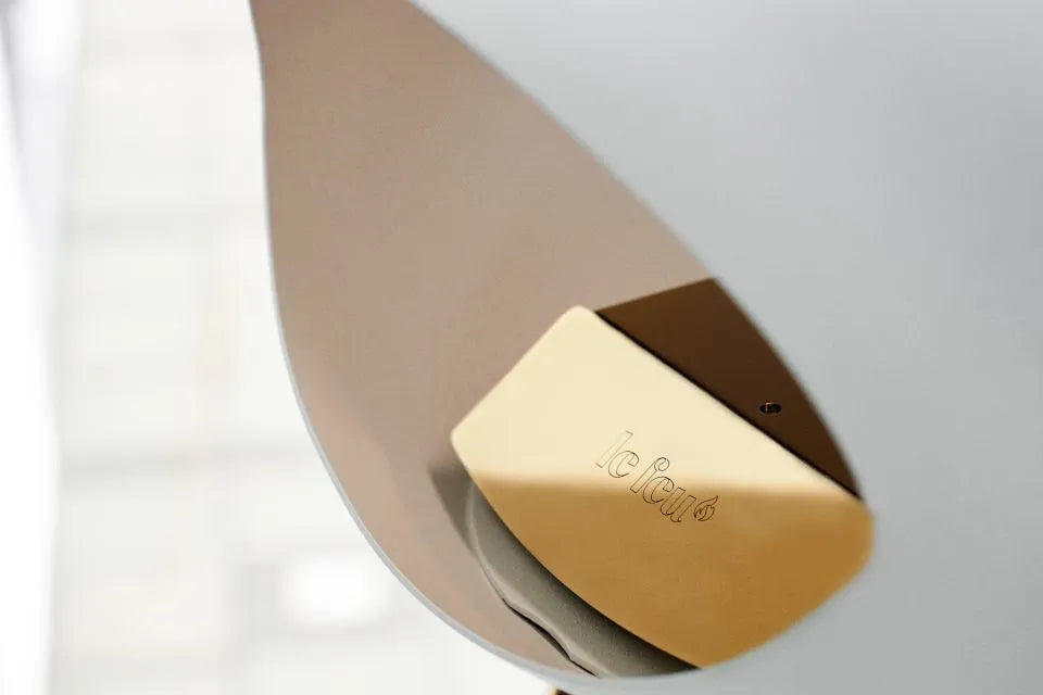 Close-up of the gold detail in the Le Feu Dome Ground Low bioethanol fireplace.